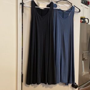 NWOT - 2 NEW DRESSES LARGE BLUE AND BLACK - CAN ALSO USE AS A SWIMSUIT COVERUP